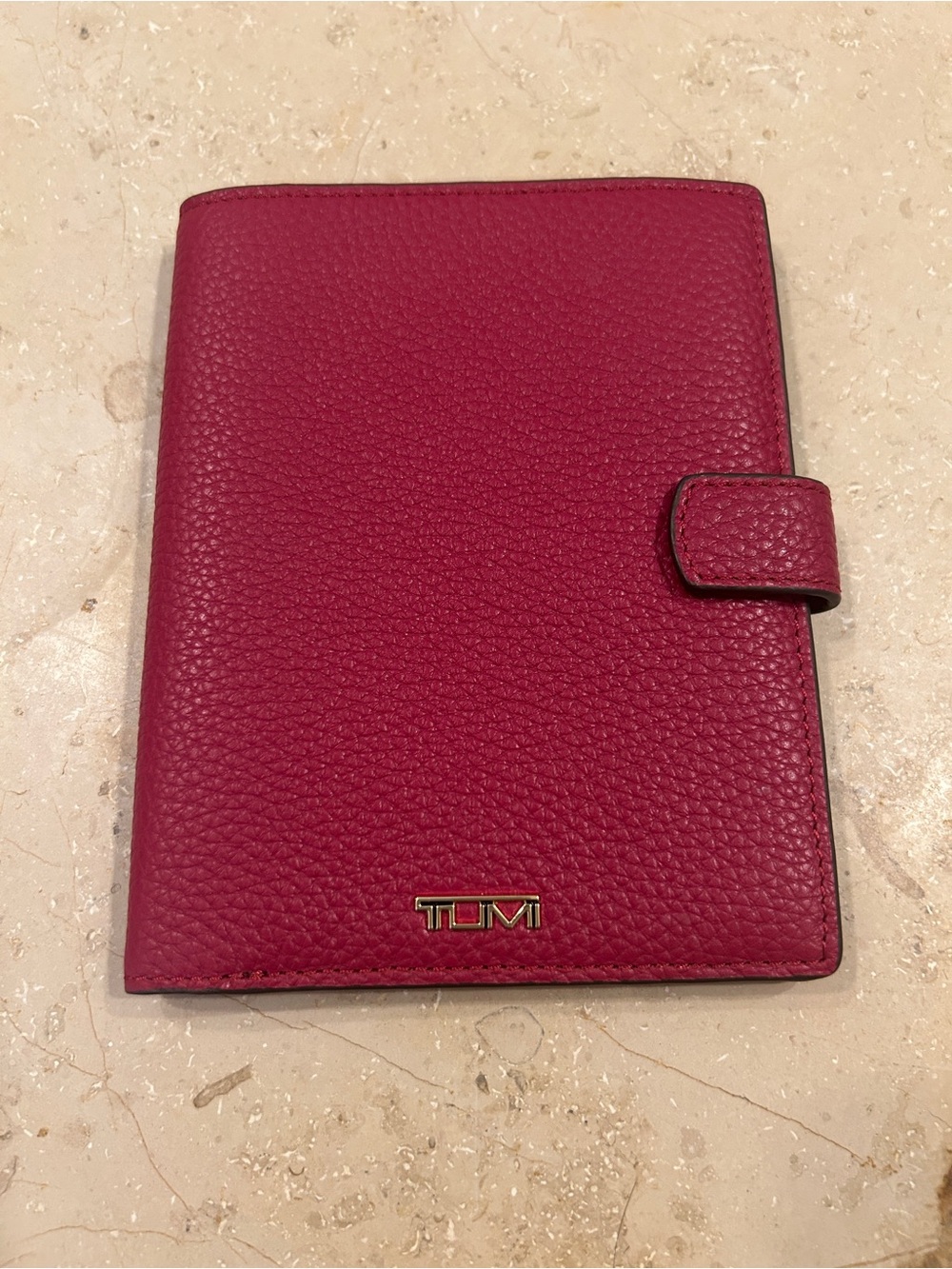 Tumi Pebbled Leather Passport Holder in Raspberry